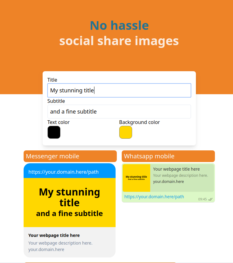 Screenshot of the SaaS Sharizard, which makes it easy to create social share preview images with informative text by simply pasting a url on your site.